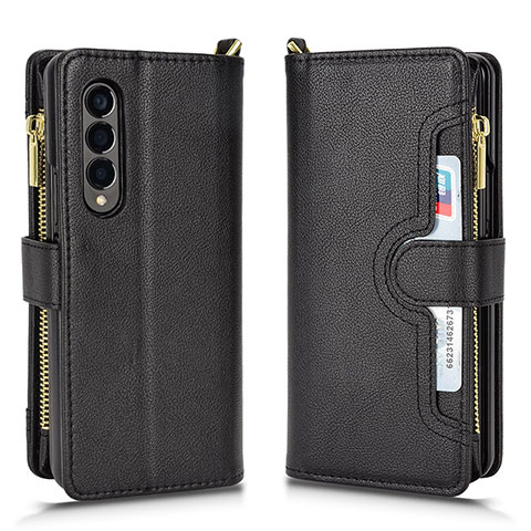 Funda de Cuero Cartera con Soporte Carcasa BY8 para Samsung Galaxy Z Fold3 5G Negro