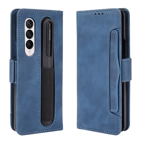 Funda de Cuero Cartera con Soporte Carcasa BY9 para Samsung Galaxy Z Fold3 5G Azul