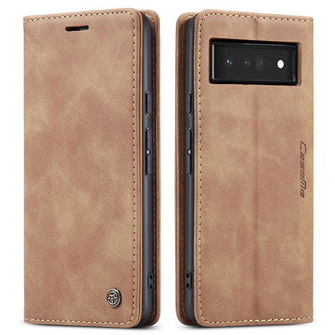 Funda de Cuero Cartera con Soporte Carcasa C01S para Google Pixel 6 Pro 5G Marron Claro