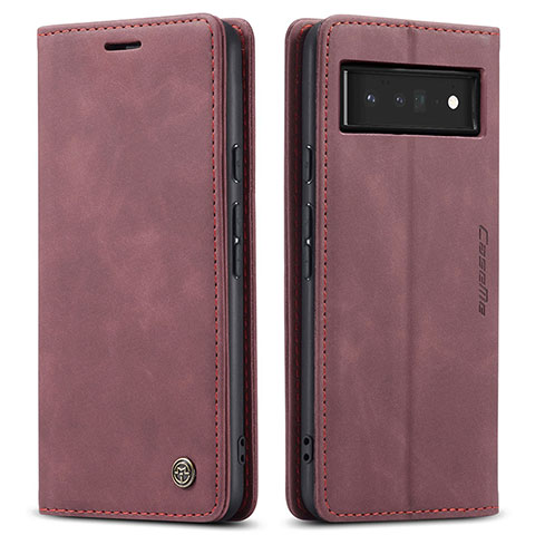 Funda de Cuero Cartera con Soporte Carcasa C01S para Google Pixel 6 Pro 5G Rojo Rosa