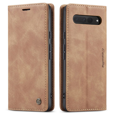 Funda de Cuero Cartera con Soporte Carcasa C01S para Google Pixel 7 Pro 5G Marron Claro