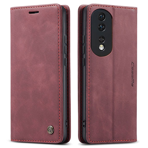 Funda de Cuero Cartera con Soporte Carcasa C01S para Huawei Honor 80 5G Rojo Rosa