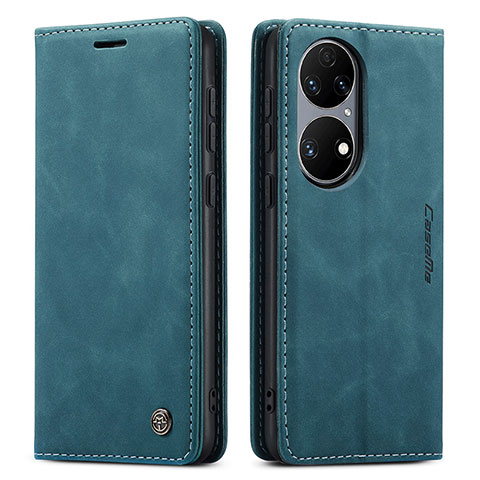 Funda de Cuero Cartera con Soporte Carcasa C01S para Huawei P50 Azul