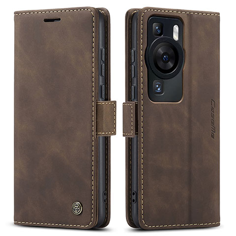 Funda de Cuero Cartera con Soporte Carcasa C01S para Huawei P60 Marron