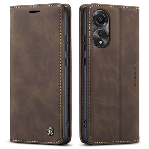 Funda de Cuero Cartera con Soporte Carcasa C01S para Oppo A78 4G Marron