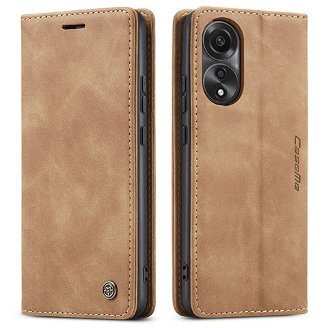 Funda de Cuero Cartera con Soporte Carcasa C01S para Oppo A78 4G Marron Claro