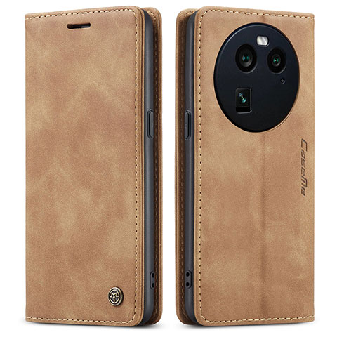 Funda de Cuero Cartera con Soporte Carcasa C01S para Oppo Find X6 5G Marron Claro