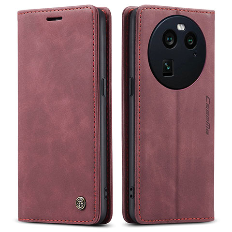 Funda de Cuero Cartera con Soporte Carcasa C01S para Oppo Find X6 5G Rojo Rosa