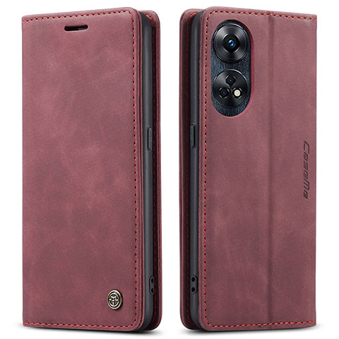 Funda de Cuero Cartera con Soporte Carcasa C01S para Oppo Reno8 T 4G Rojo Rosa