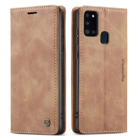 Funda de Cuero Cartera con Soporte Carcasa C01S para Samsung Galaxy A21s Marron Claro