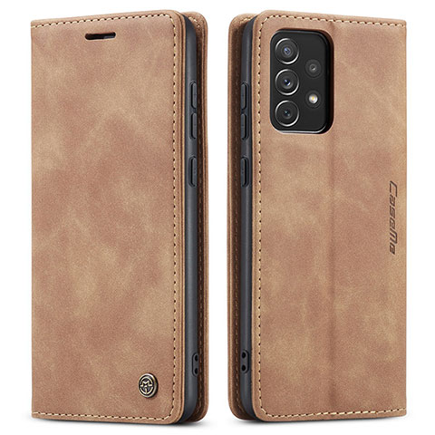 Funda de Cuero Cartera con Soporte Carcasa C01S para Samsung Galaxy A72 4G Marron Claro