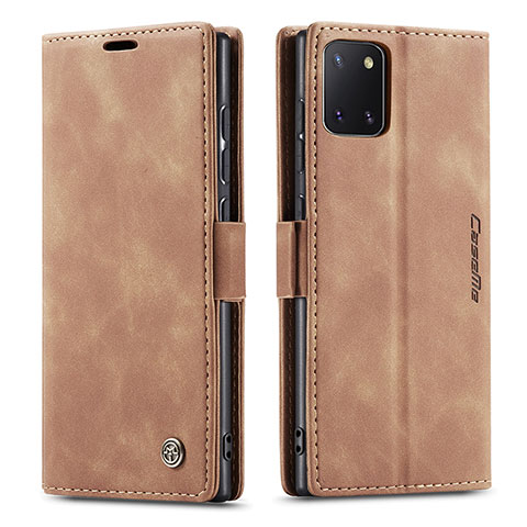 Funda de Cuero Cartera con Soporte Carcasa C01S para Samsung Galaxy A81 Marron Claro