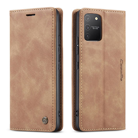 Funda de Cuero Cartera con Soporte Carcasa C01S para Samsung Galaxy A91 Marron Claro