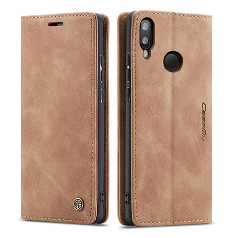 Funda de Cuero Cartera con Soporte Carcasa C01S para Samsung Galaxy M20 Marron Claro