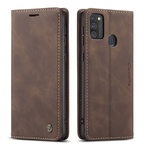 Funda de Cuero Cartera con Soporte Carcasa C01S para Samsung Galaxy M21 Marron