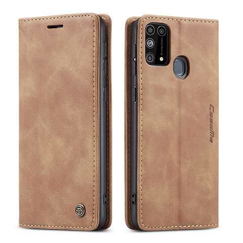 Funda de Cuero Cartera con Soporte Carcasa C01S para Samsung Galaxy M31 Prime Edition Marron Claro