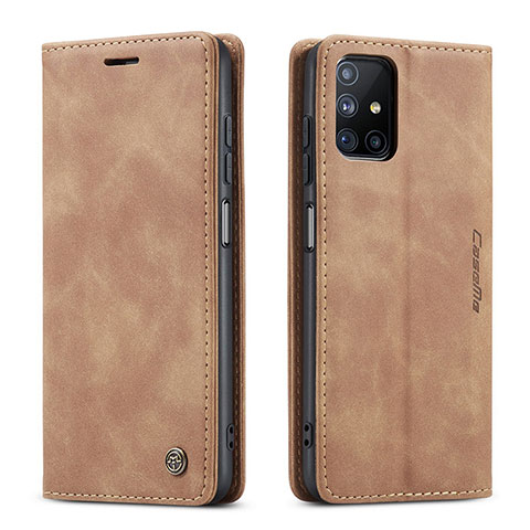 Funda de Cuero Cartera con Soporte Carcasa C01S para Samsung Galaxy M51 Marron Claro