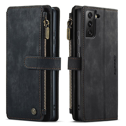 Funda de Cuero Cartera con Soporte Carcasa C01S para Samsung Galaxy S21 5G Negro