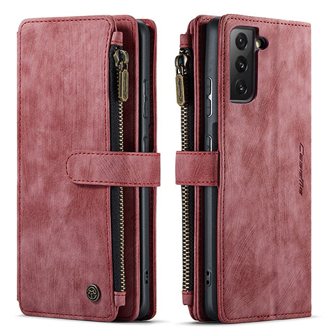 Funda de Cuero Cartera con Soporte Carcasa C01S para Samsung Galaxy S22 Plus 5G Rojo