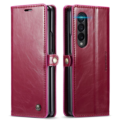 Funda de Cuero Cartera con Soporte Carcasa C01S para Samsung Galaxy Z Fold3 5G Rojo