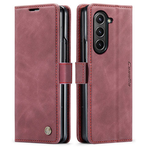 Funda de Cuero Cartera con Soporte Carcasa C01S para Samsung Galaxy Z Fold5 5G Rojo Rosa