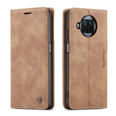 Funda de Cuero Cartera con Soporte Carcasa C01S para Xiaomi Mi 10i 5G Marron Claro