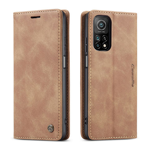 Funda de Cuero Cartera con Soporte Carcasa C01S para Xiaomi Mi 10T Pro 5G Marron Claro