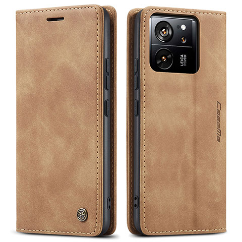 Funda de Cuero Cartera con Soporte Carcasa C01S para Xiaomi Mi 13T 5G Marron Claro