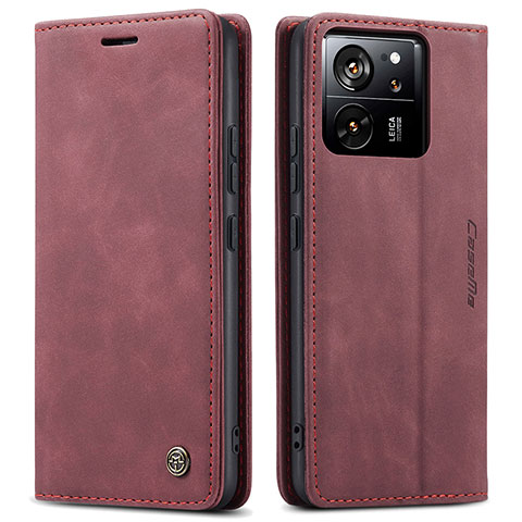 Funda de Cuero Cartera con Soporte Carcasa C01S para Xiaomi Mi 13T Pro 5G Rojo Rosa