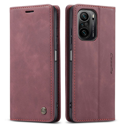 Funda de Cuero Cartera con Soporte Carcasa C01S para Xiaomi Poco F3 5G Rojo Rosa