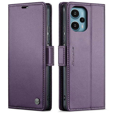 Funda de Cuero Cartera con Soporte Carcasa C01S para Xiaomi Poco F5 5G Morado