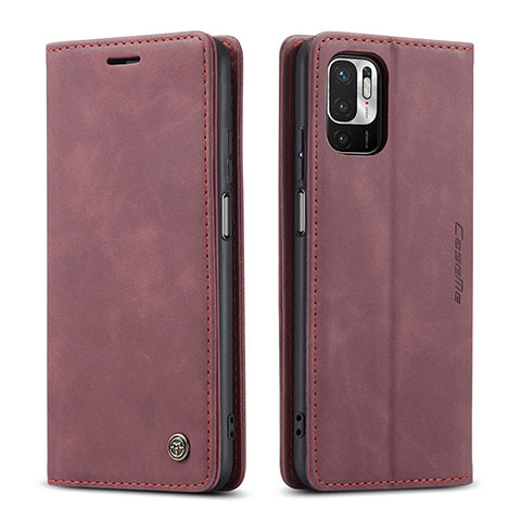 Funda de Cuero Cartera con Soporte Carcasa C01S para Xiaomi POCO M3 Pro 5G Rojo Rosa