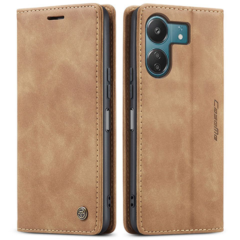 Funda de Cuero Cartera con Soporte Carcasa C01S para Xiaomi Redmi 13C Marron Claro