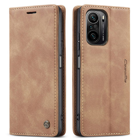 Funda de Cuero Cartera con Soporte Carcasa C01S para Xiaomi Redmi K40 5G Marron Claro