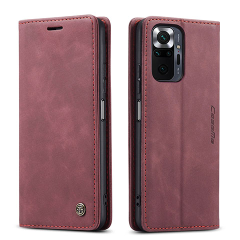 Funda de Cuero Cartera con Soporte Carcasa C01S para Xiaomi Redmi Note 10 Pro 4G Rojo Rosa