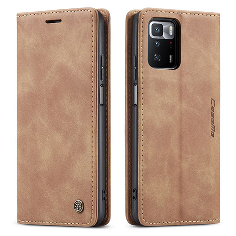 Funda de Cuero Cartera con Soporte Carcasa C01S para Xiaomi Redmi Note 10 Pro 5G Marron Claro