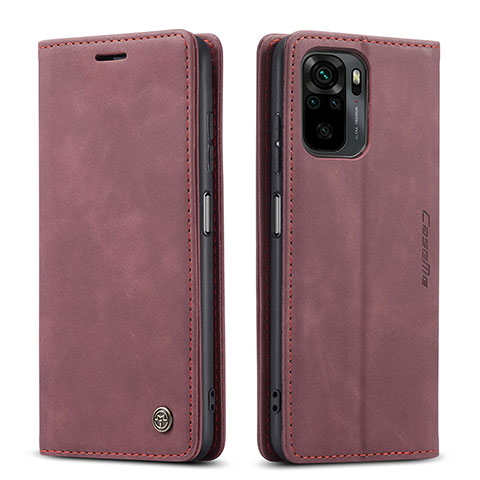 Funda de Cuero Cartera con Soporte Carcasa C01S para Xiaomi Redmi Note 10S 4G Rojo Rosa