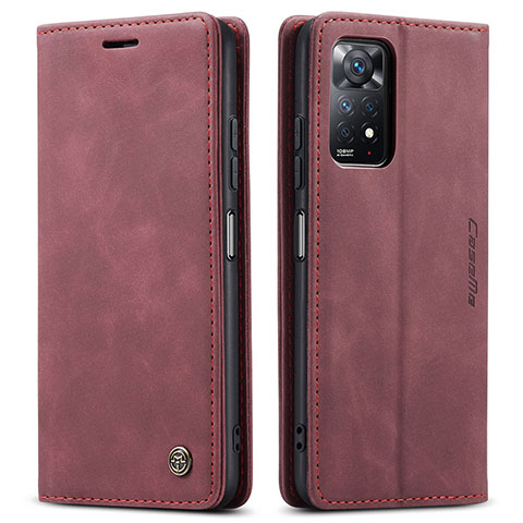 Funda de Cuero Cartera con Soporte Carcasa C01S para Xiaomi Redmi Note 11 Pro 4G Rojo Rosa