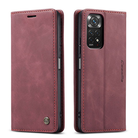 Funda de Cuero Cartera con Soporte Carcasa C01S para Xiaomi Redmi Note 11S 4G Rojo Rosa