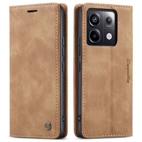 Funda de Cuero Cartera con Soporte Carcasa C01S para Xiaomi Redmi Note 13 Pro 5G Marron Claro