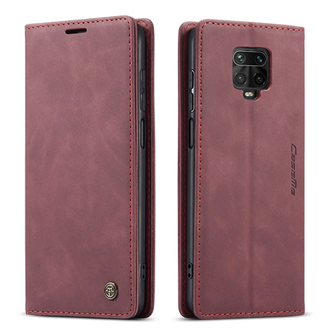 Funda de Cuero Cartera con Soporte Carcasa C01S para Xiaomi Redmi Note 9 Pro Max Rojo Rosa