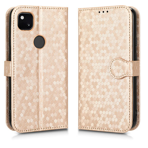 Funda de Cuero Cartera con Soporte Carcasa C01X para Google Pixel 4a Oro