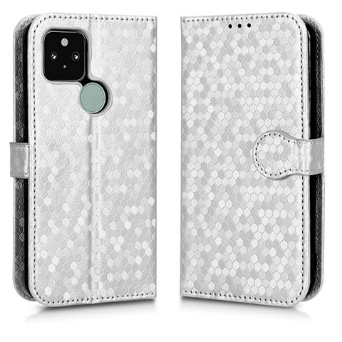 Funda de Cuero Cartera con Soporte Carcasa C01X para Google Pixel 5 Plata