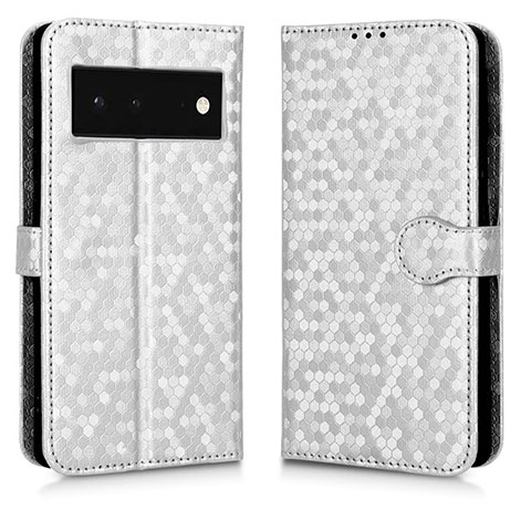 Funda de Cuero Cartera con Soporte Carcasa C01X para Google Pixel 6 5G Plata