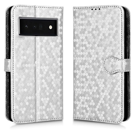 Funda de Cuero Cartera con Soporte Carcasa C01X para Google Pixel 6 Pro 5G Plata