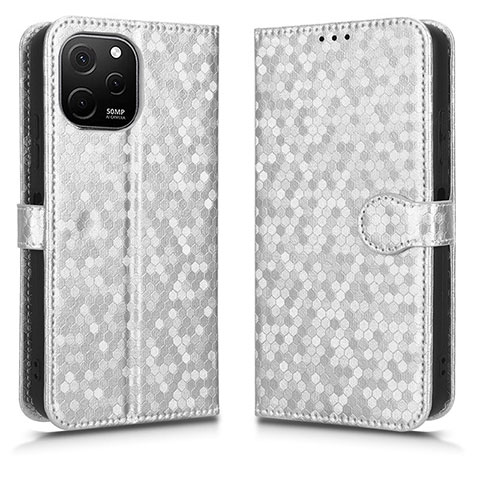 Funda de Cuero Cartera con Soporte Carcasa C01X para Huawei Enjoy 50z Plata