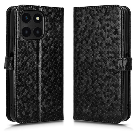 Funda de Cuero Cartera con Soporte Carcasa C01X para Huawei Honor X6a Negro