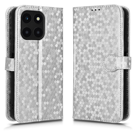 Funda de Cuero Cartera con Soporte Carcasa C01X para Huawei Honor X6a Plata