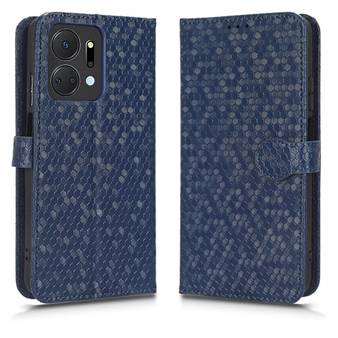 Funda de Cuero Cartera con Soporte Carcasa C01X para Huawei Honor X7a Azul