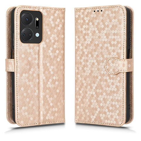 Funda de Cuero Cartera con Soporte Carcasa C01X para Huawei Honor X7a Oro